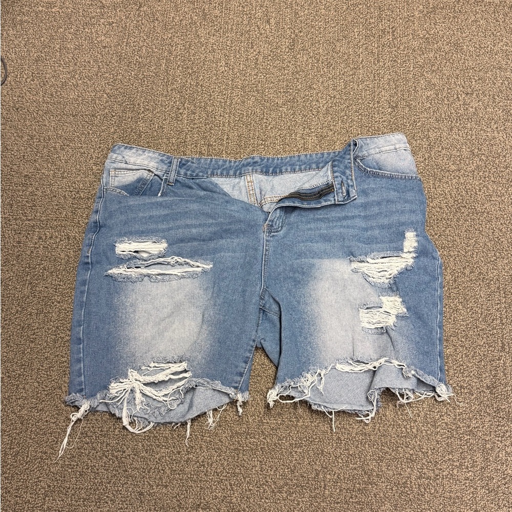 SHEIN Light Blue Distressed Jean Shorts